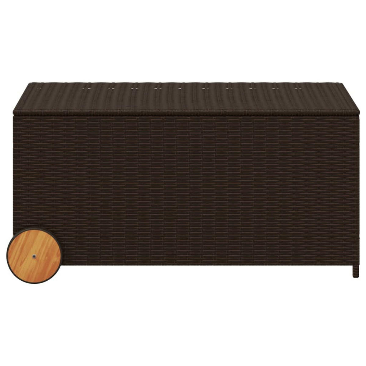 GARTENTRUHE mit Rollen Braun 190L Poly Rattan - Braun, Kunststoff (107/100/55cm) - furnicato