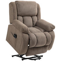 FERNSEHSESSEL mit Aufstehhilfe, Relaxsessel mit Liege-, Massagefunktion, Braun - Hellbraun/Schwarz, Textil/Metall (104/100/93cm) - HOMCOM