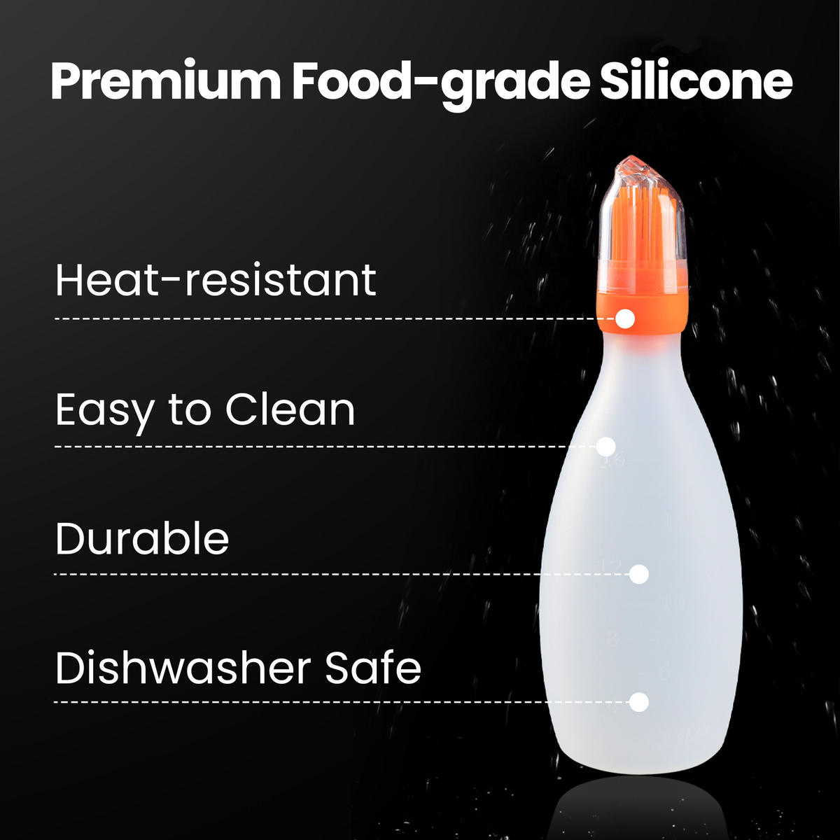 SILIKONPINSEL mit Spender 2 in 1 Grill & Backpinsel für sauberes, schnelles Bestreichen BPA frei, hitzebeständig, Geschenkbox - Orange, Kunststoff (8.13cm) - Gourmet Easy