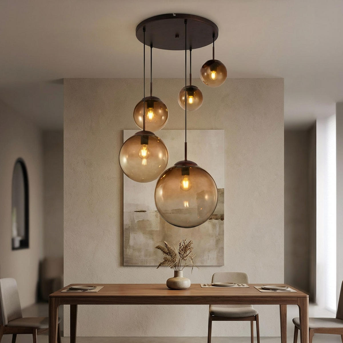 LED HÄNGELAMPE Varus Orange Glas - Orange, Glas (65/65/150cm) - Globo Lighting