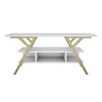 TV Stand Minerva Gold Weiß - Goldfarben/Weiß, Holzwerkstoff (120/55/35cm) - Decorotika