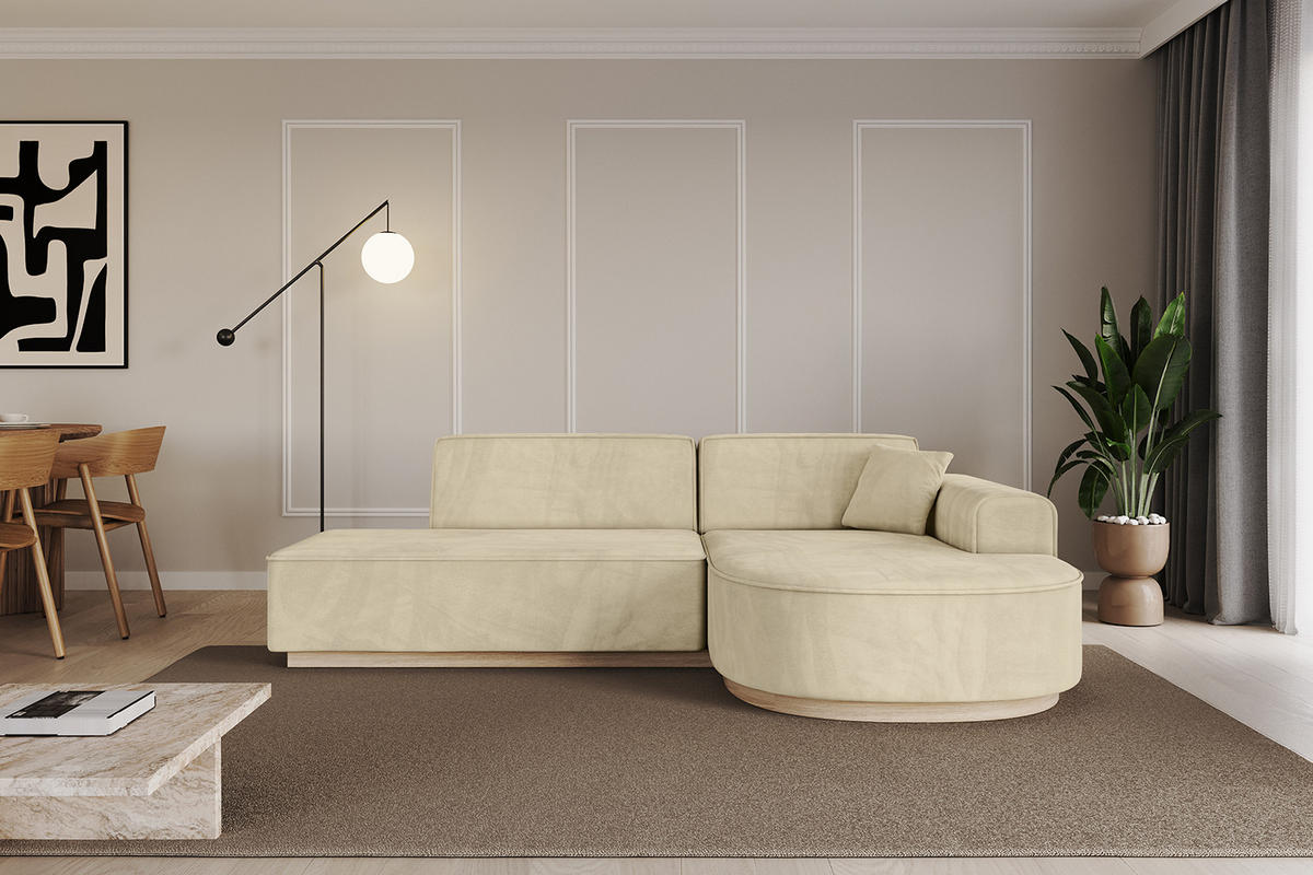 ECKSOFA Ottomane Rechts ARRIO-L1 - 243x171x83 cm Beige - Beige, Holzwerkstoff/Textil (243/171cm) - ALTDECOR