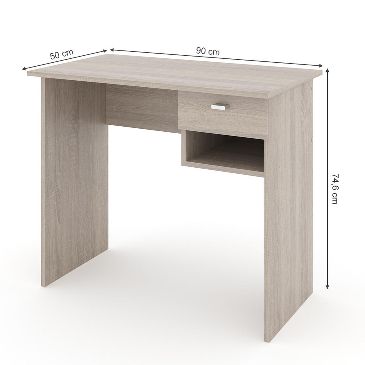 SCHREIBTISCH Colin Sonoma 90 x 50 cm - Sonoma Eiche, Holzwerkstoff (50/90/74.6cm) - Vicco