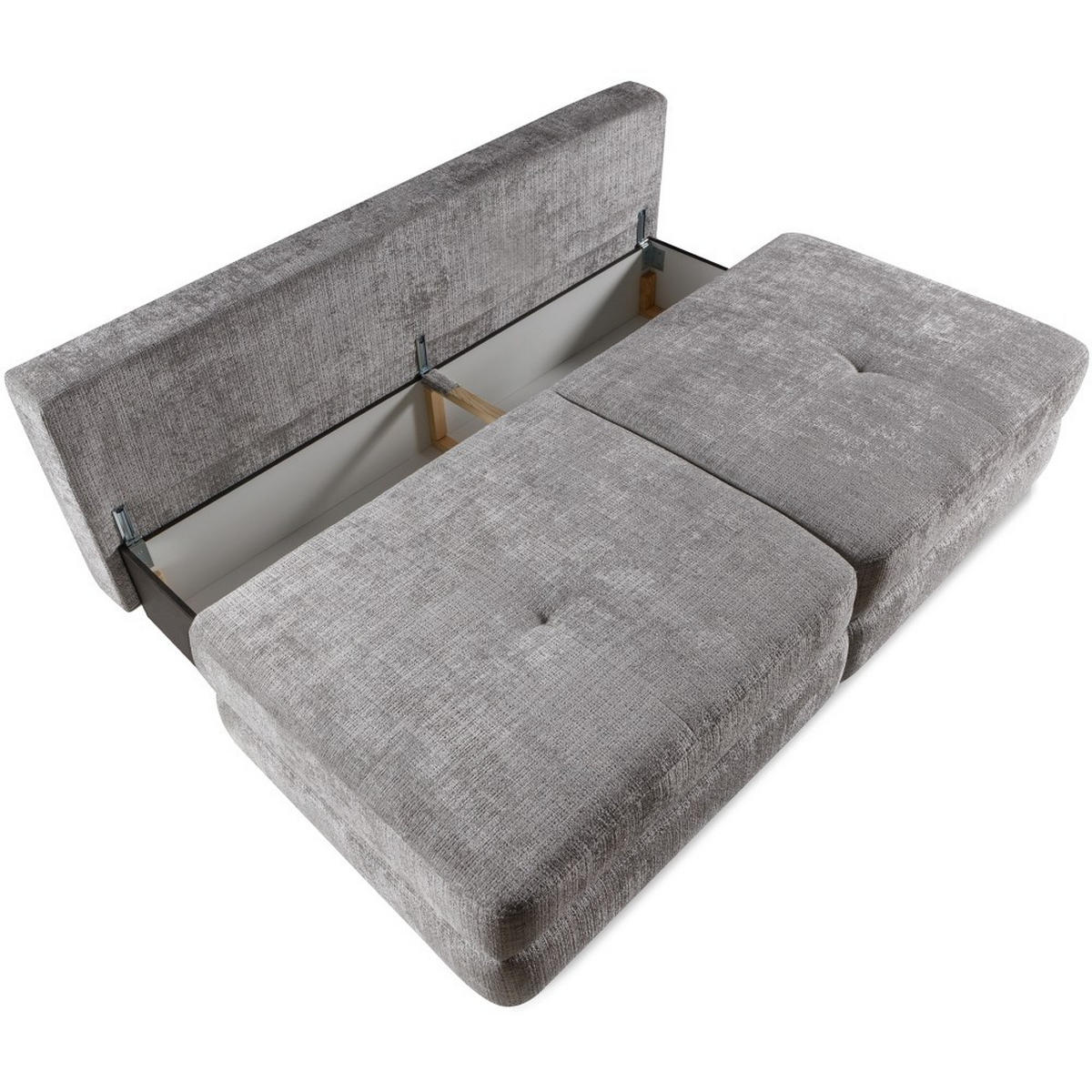 SCHLAFSOFA 3-Sitzer Ravo mit Schlaffunktion, Grau - Schwarz/Grau, Textil (214/93/118cm) - Beautysofa