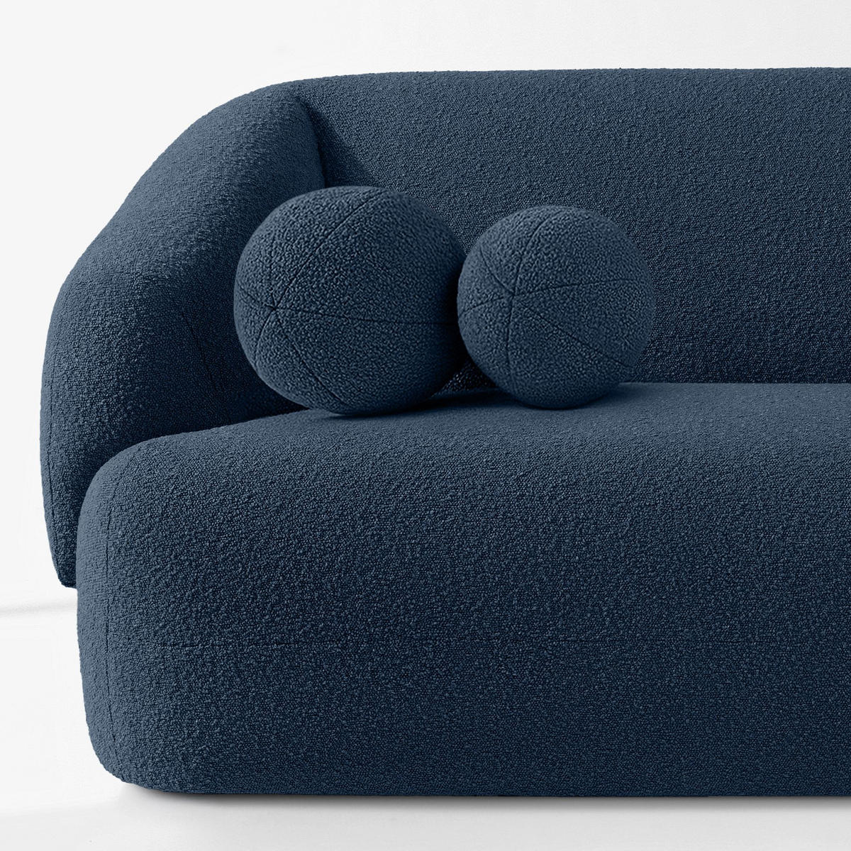 EINZELSOFA VIRA, Marineblau, Bouclé - Schwarz/Dunkelblau, Holz/Holzwerkstoff (210/84/100cm) - KONSIMO®