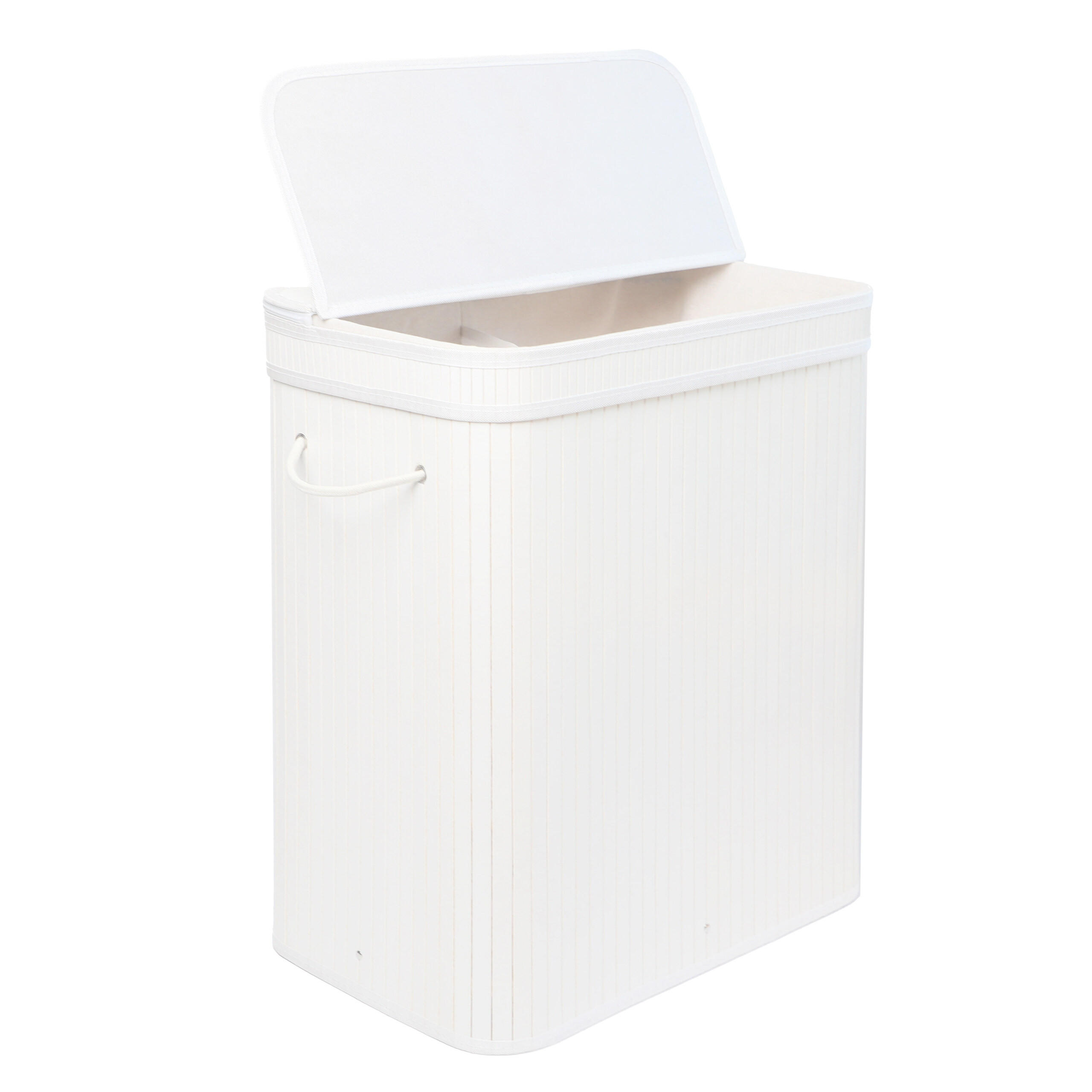 KÔŠ na prádlo - biela, drevo/textil (32/52/63cm) - Relaxdays