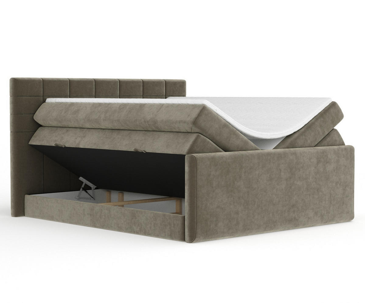 BOXSPRINGBETT Ava Taupe 140/200 cm - Taupe/Schwarz, Holz/Holzwerkstoff (140/200cm) - Maison de Reve