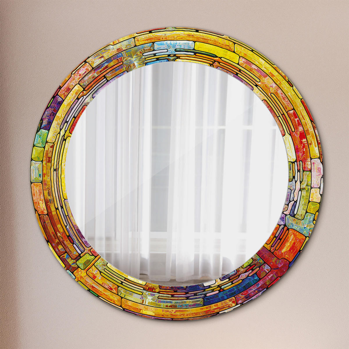SPIEGEL Ø60 cm Rund mit Aufdruck - Multicolor, Glas (60/60/0.4cm) - TULUP