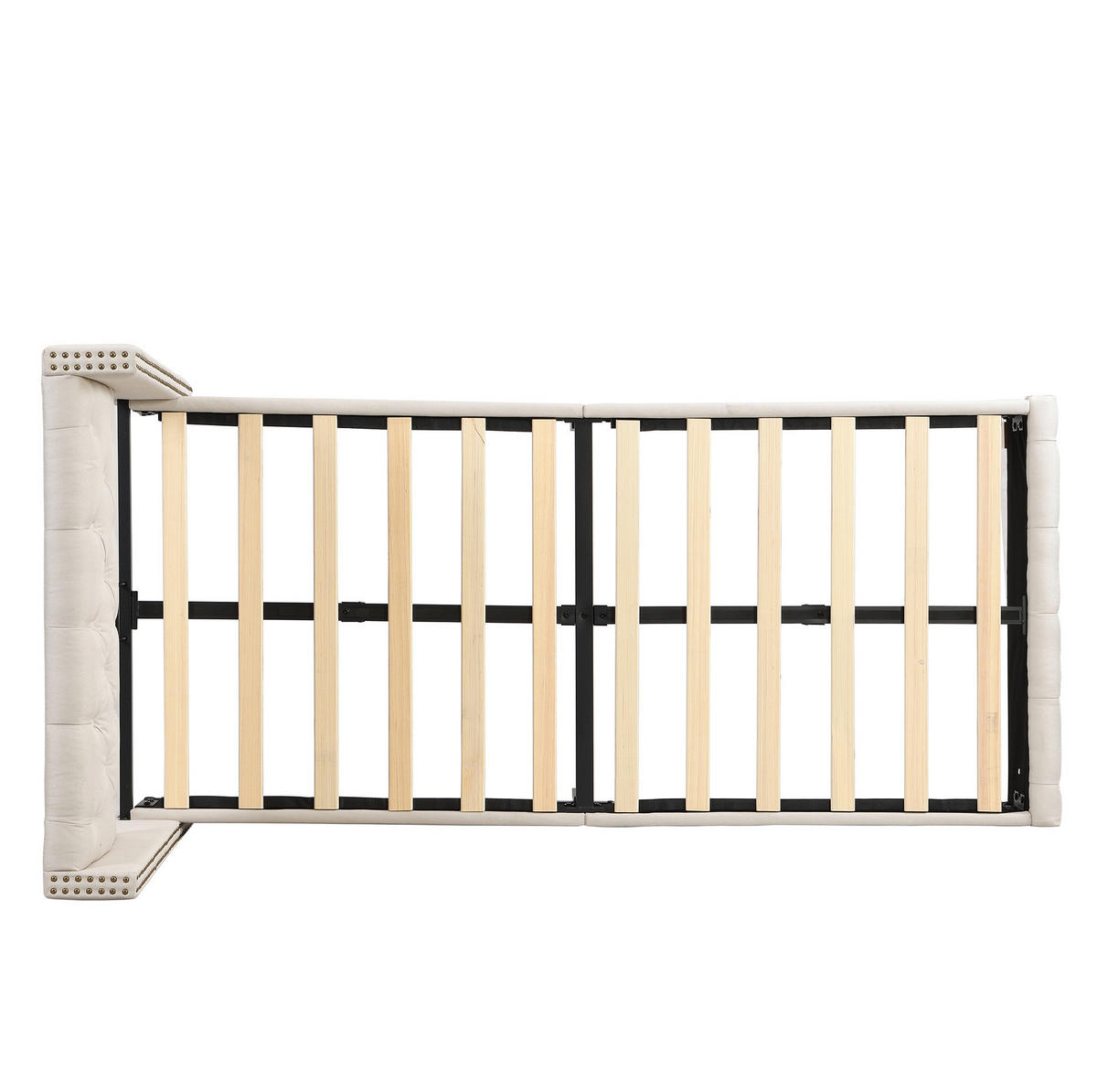 POLSTERBETT 90/200 cm mit Lattenrost und gepolstertem Kopfteil in Beige - Beige, Textil (90/200cm) - BEAOK