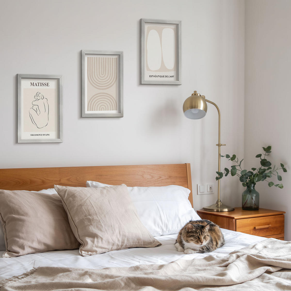 WANDBILDER 3er Set - 20x30 cm Silberner Rahmen - Stilvolle minimalistische Linien - Silberfarben, Kunststoff (20/30cm) - ArtPrintCave