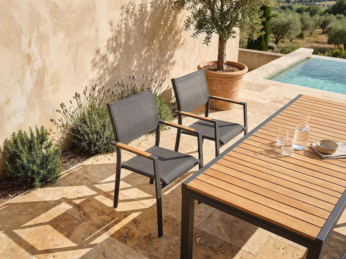 GARTENSTUHL 2er-Set - 57 cm x 60 cm - metall - anthrazitgrau Macila - Anthrazit, Metall (57/89/60cm) - Vente-Unique