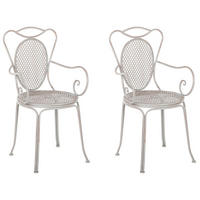 GARTENSTUHL 2er-Set Metall hellgrau Cilento - Hellgrau, Metall (42/94/43cm) - Beliani