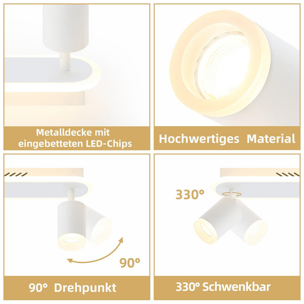 LED-DECKENLEUCHTE Lichtelf 2-flammig 33/6/9 cm - Weiß, Kunststoff (33/6/9cm) - Nettlife