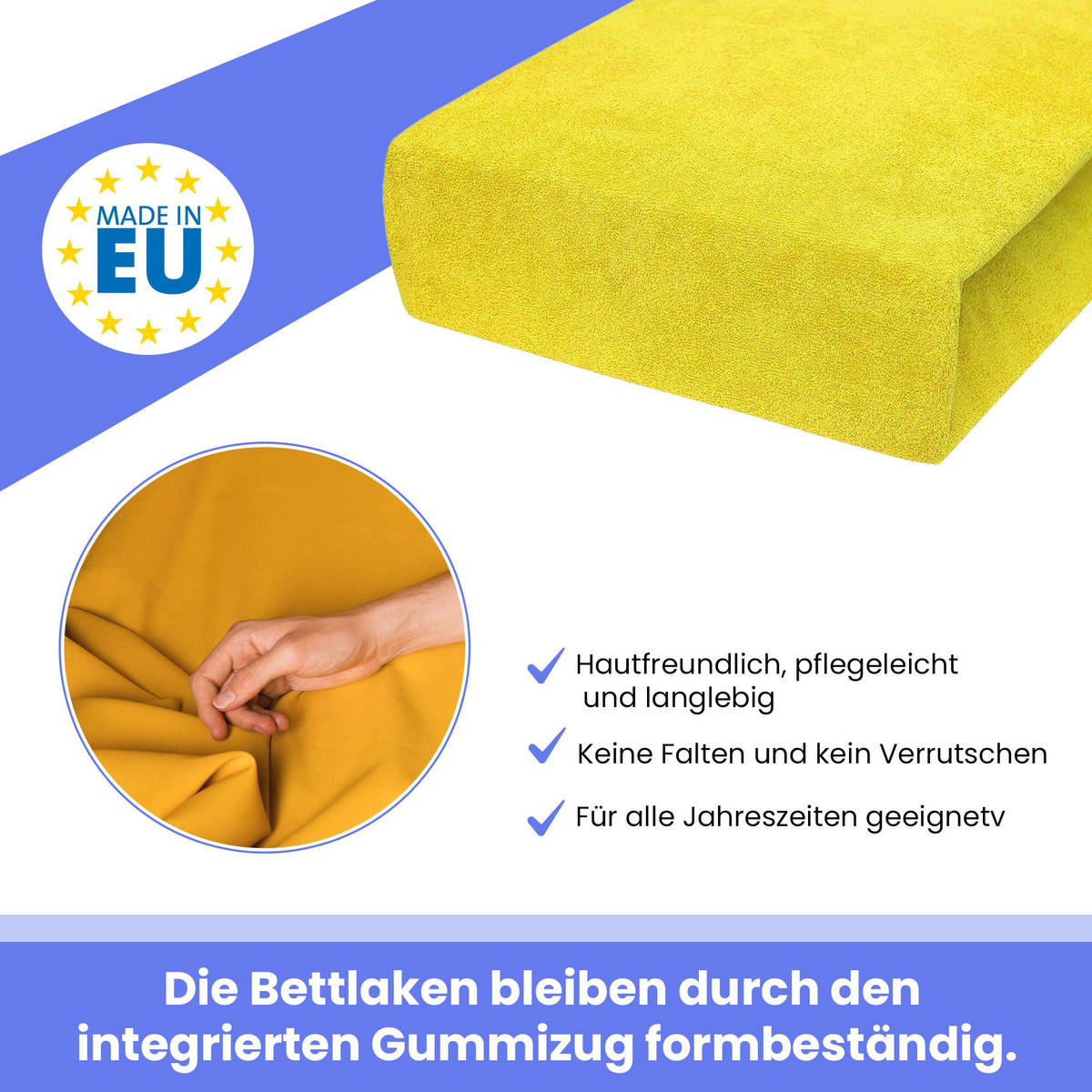 SPANNBETTLAKEN 160/200 cm, Frottee Elastisch 100 % Baumwolle Gelb - Gelb, Textil (160/200cm) - Best For Home