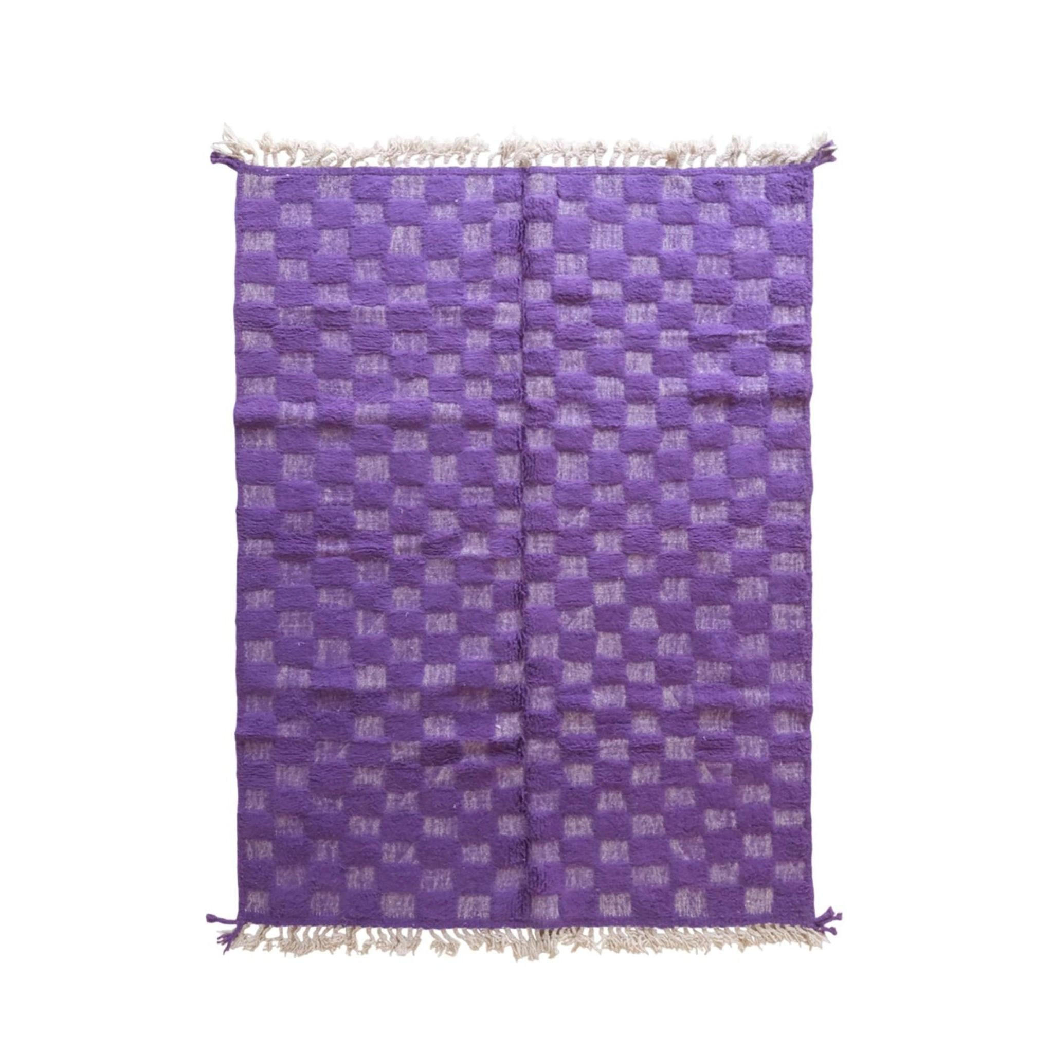 BERBERTEPPICH aus Marokko aus Wolle modern 140x 200 cm - Lila, Naturmaterialien (140/200cm) - AFK Living
