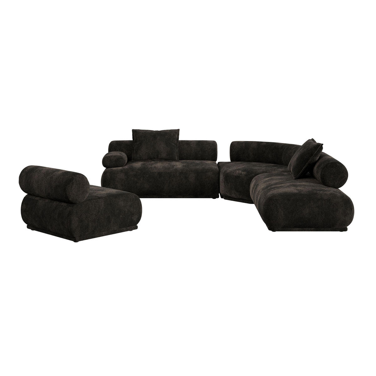 SOFA 7,5-SITZER Rembrandt Links Dunkelbraun - Braun, Kunststoff (594/97cm) - Zuiver