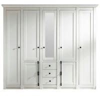 KLEIDERSCHRANK Pinie weiß 236 x 206 cm, Drehtürenkleiderschrank 7-türig - Schwarz/Weiß, Holzwerkstoff/Metall (236/206/64cm) - Furn.Design