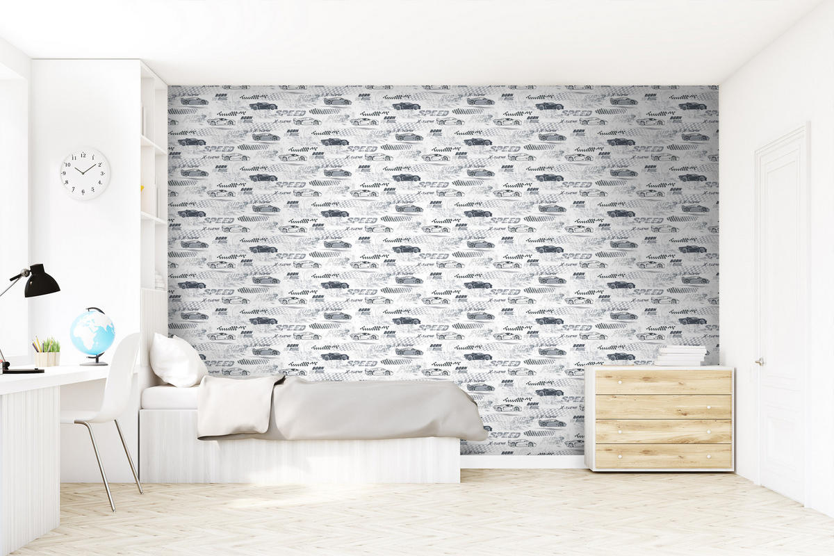 TAPETE Rennwagen 50 x 900 cm - Schwarz, Papier (50/0.1cm) - Sanders & Sanders