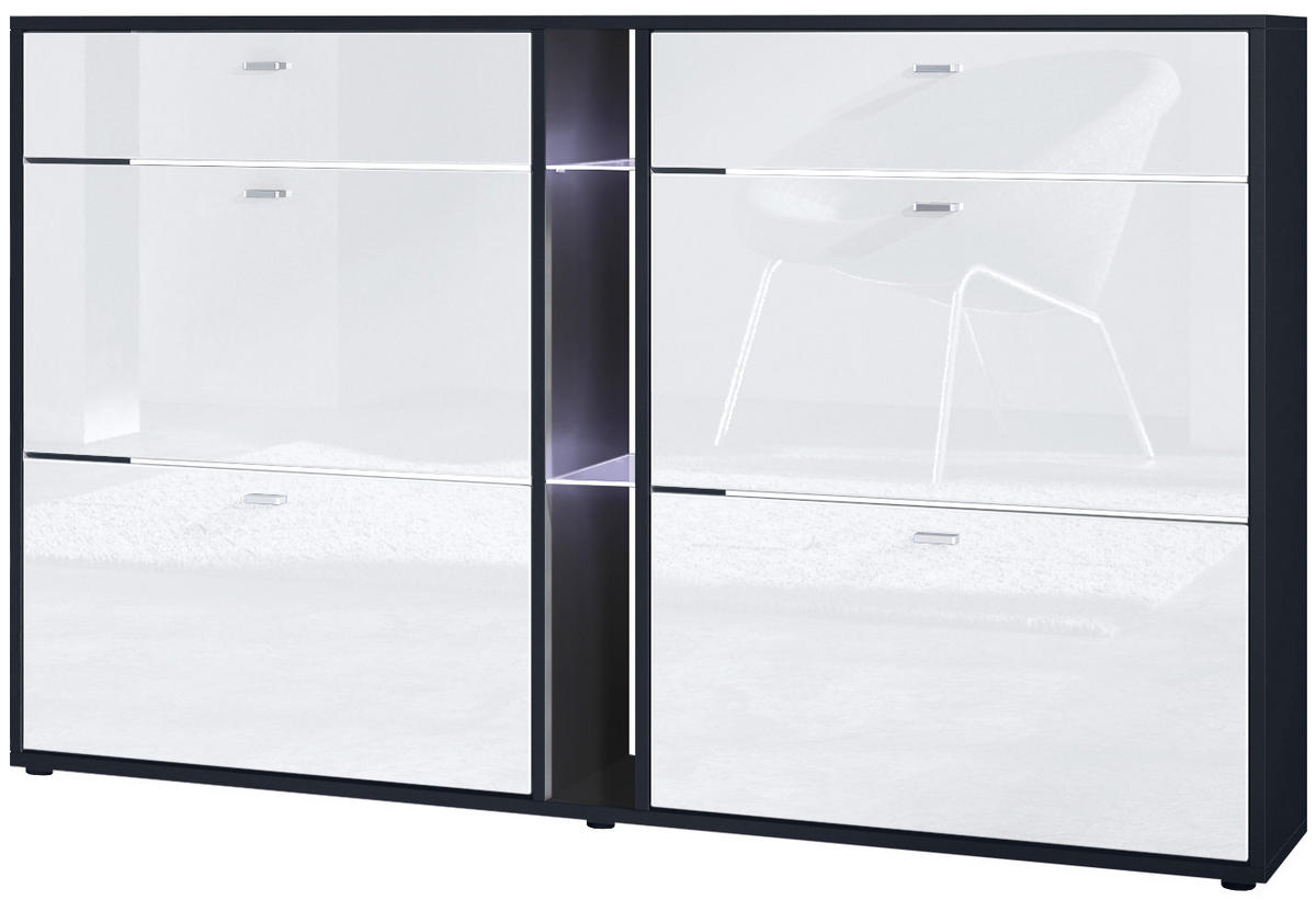 SCHUHSCHRANK Today Fronten in Weiß Hochglanz - Weiß Hochglanz, Holzwerkstoff (155.5/95/28cm) - Vladon