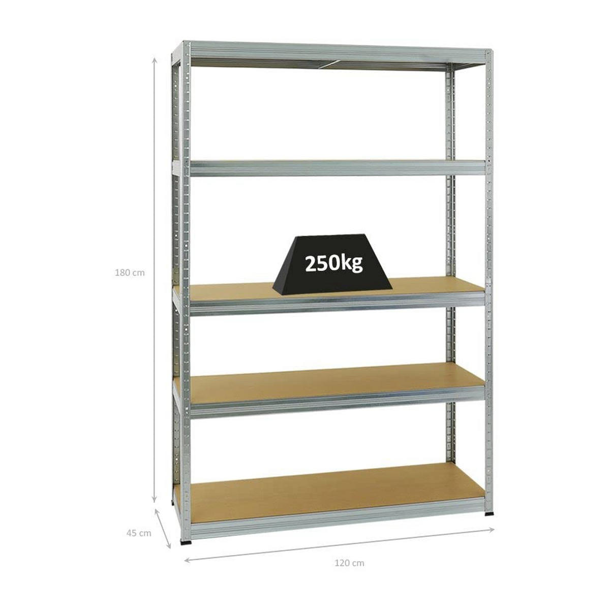 SCHWERLASTREGAL Big Elephant S 180x120x45 cm Fachlast 250 kg Verzinkt - Silberfarben, Metall (120/180/45cm) - PROREGAL