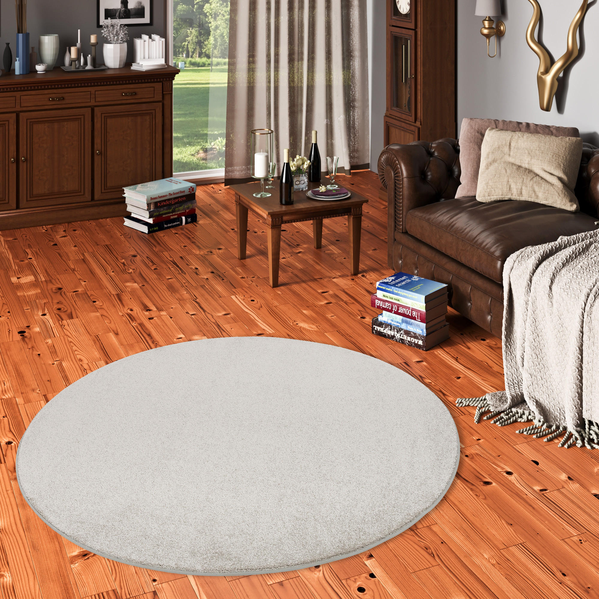 HOCHFLOR LUXUS VELOURS TEPPICH TOUCH RUND - Silberfarben, Textil (160/160cm) - Snapstyle