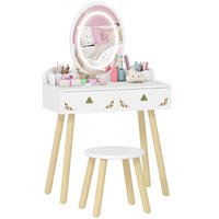 KINDERSCHMINKTISCH DE-18638 2-in-1 mit 3-farbigem LED-Spiegel Weiß - Weiß, Holzwerkstoff (30/99.3/60cm) - ComfortXL
