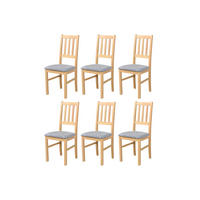 STUHL Bos 4 (6er Set) - Birkefarben/Zinkfarben, Holz (43/94/40cm) - Leaf Design