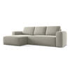 ECKSOFA mit Schlaffunktion Samt Stoff Creme - Perlmutt/Creme, Kunststoff/Textil (258/160cm) - Makamii