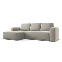 ECKSOFA mit Schlaffunktion Samt Stoff Creme - Perlmutt/Creme, Kunststoff/Textil (258/160cm) - Makamii