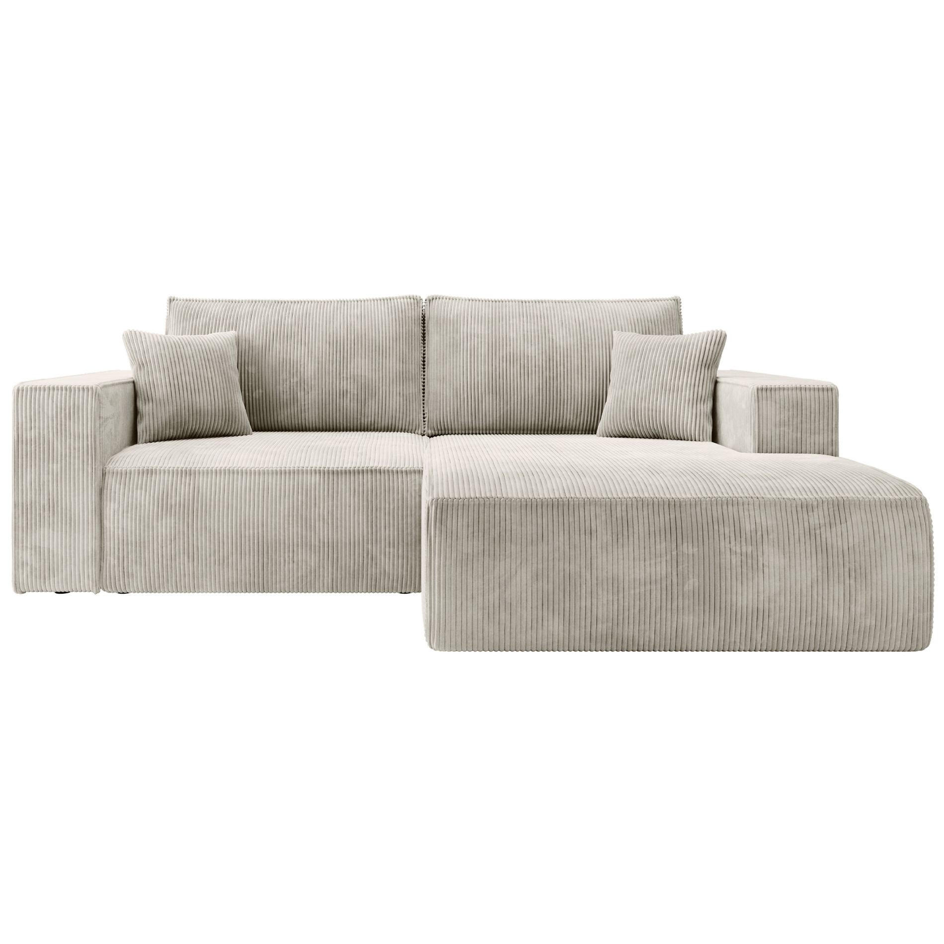 ECKSOFA Farese Mini mit Cordbezug Greige, rechts - Taupe/Schwarz, Textil (167/240cm) - Selsey