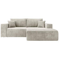 ECKSOFA Farese Mini mit Cordbezug Greige, rechts - Taupe/Schwarz, Textil (167/240cm) - Selsey