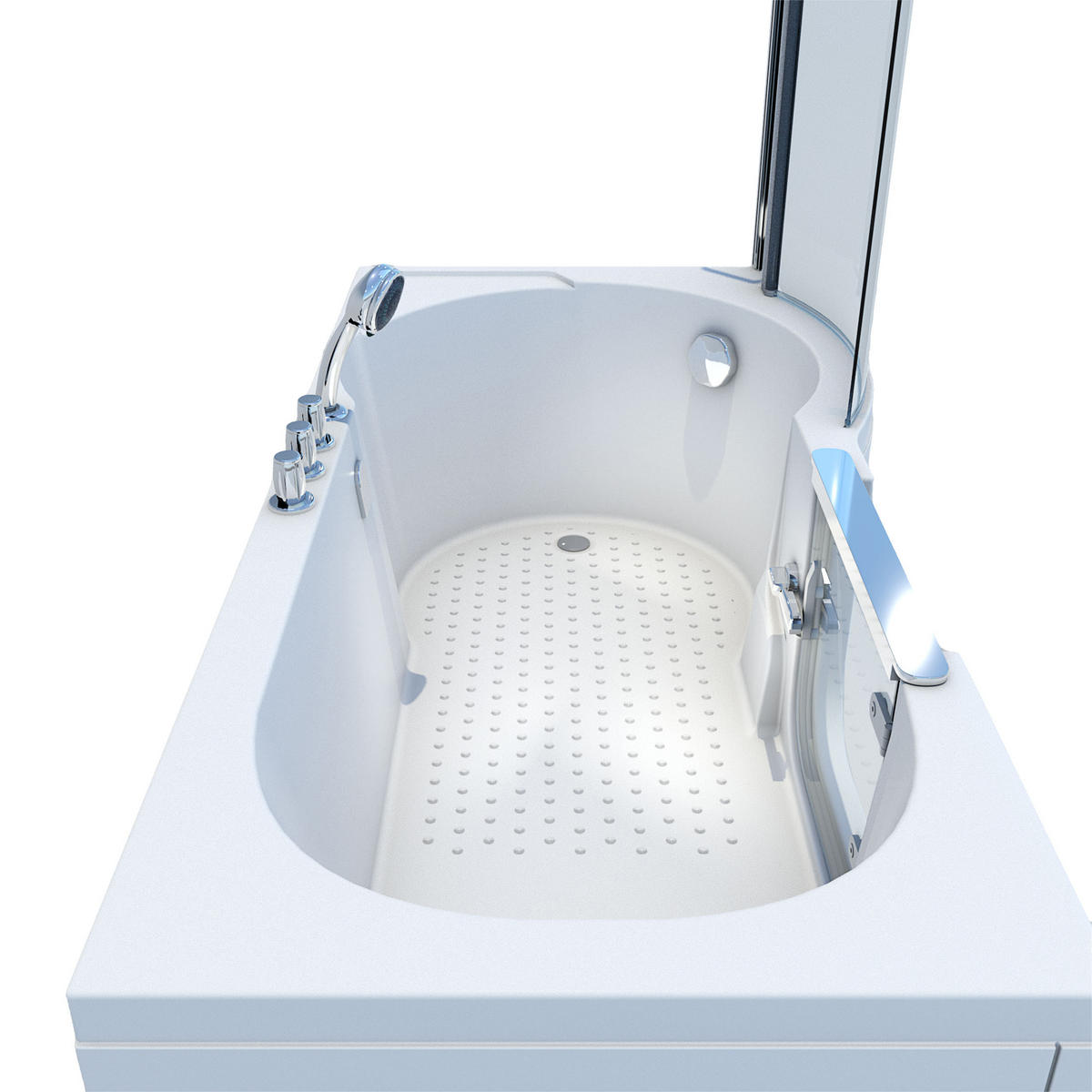 SENIORENDUSCHE S12D-TH-L Weiß - Weiß, Glas/Kunststoff (170/85/200cm) - AcquaVapore by Sandra Jentho