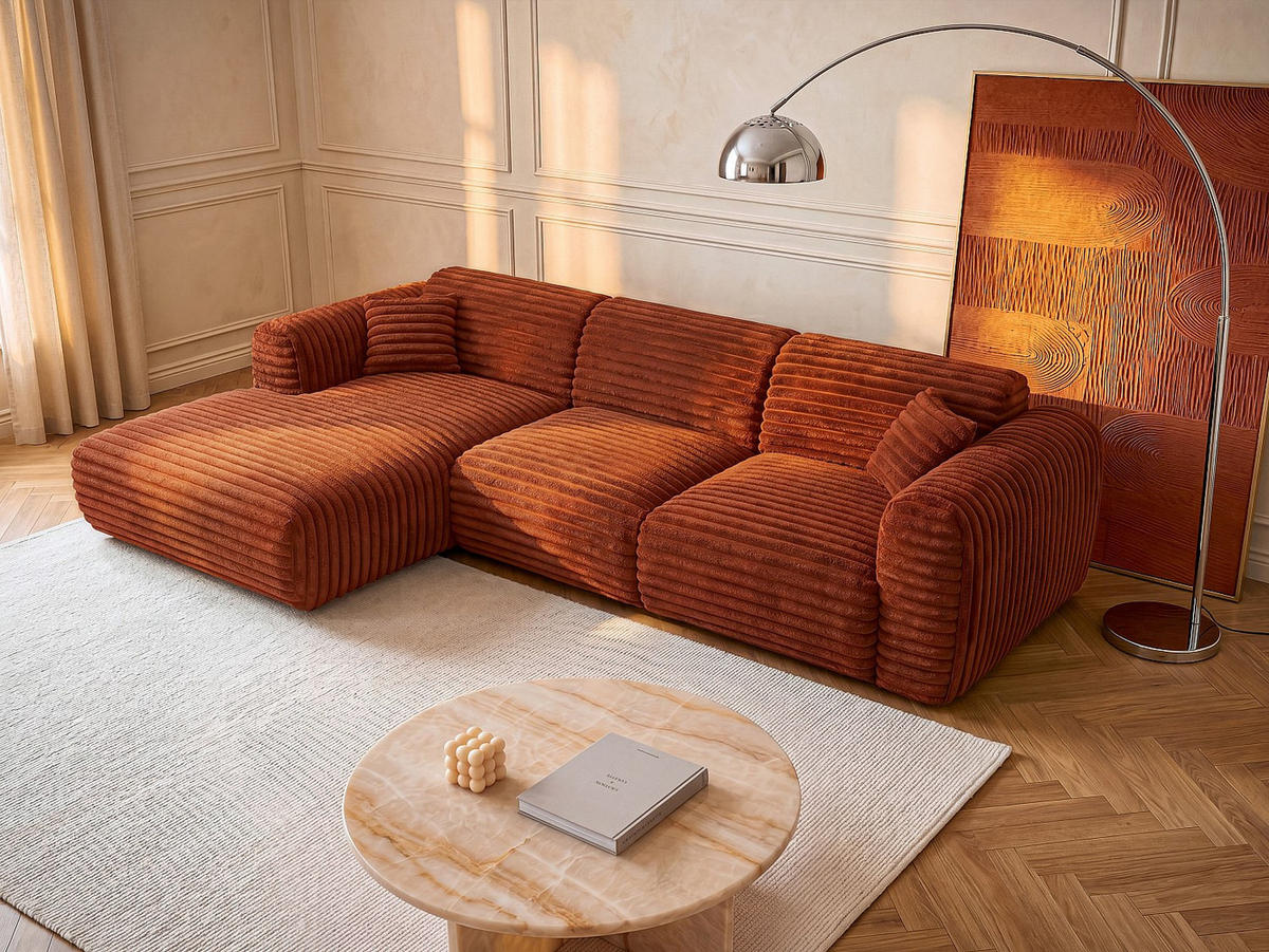 SOFA - 5 Personen - stoff - terracotta Pogni - Terracotta, Kunststoff/Textil (280/73/165cm) - Vente-Unique
