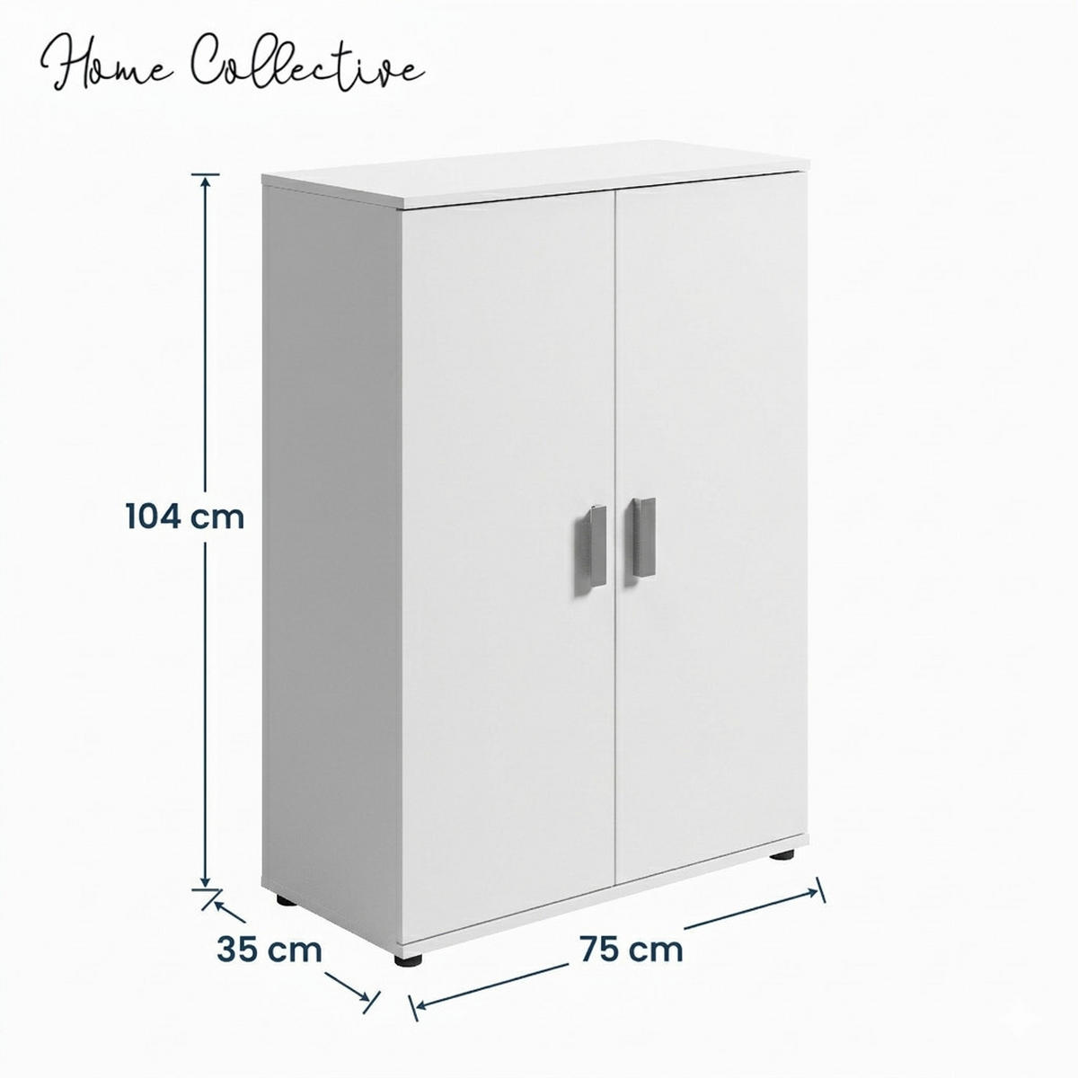 MEHRZWECKSCHRANK mit 2-Türen 75 cm in Weiß - Weiß, Holzwerkstoff (75/104/35cm) - Home Collective