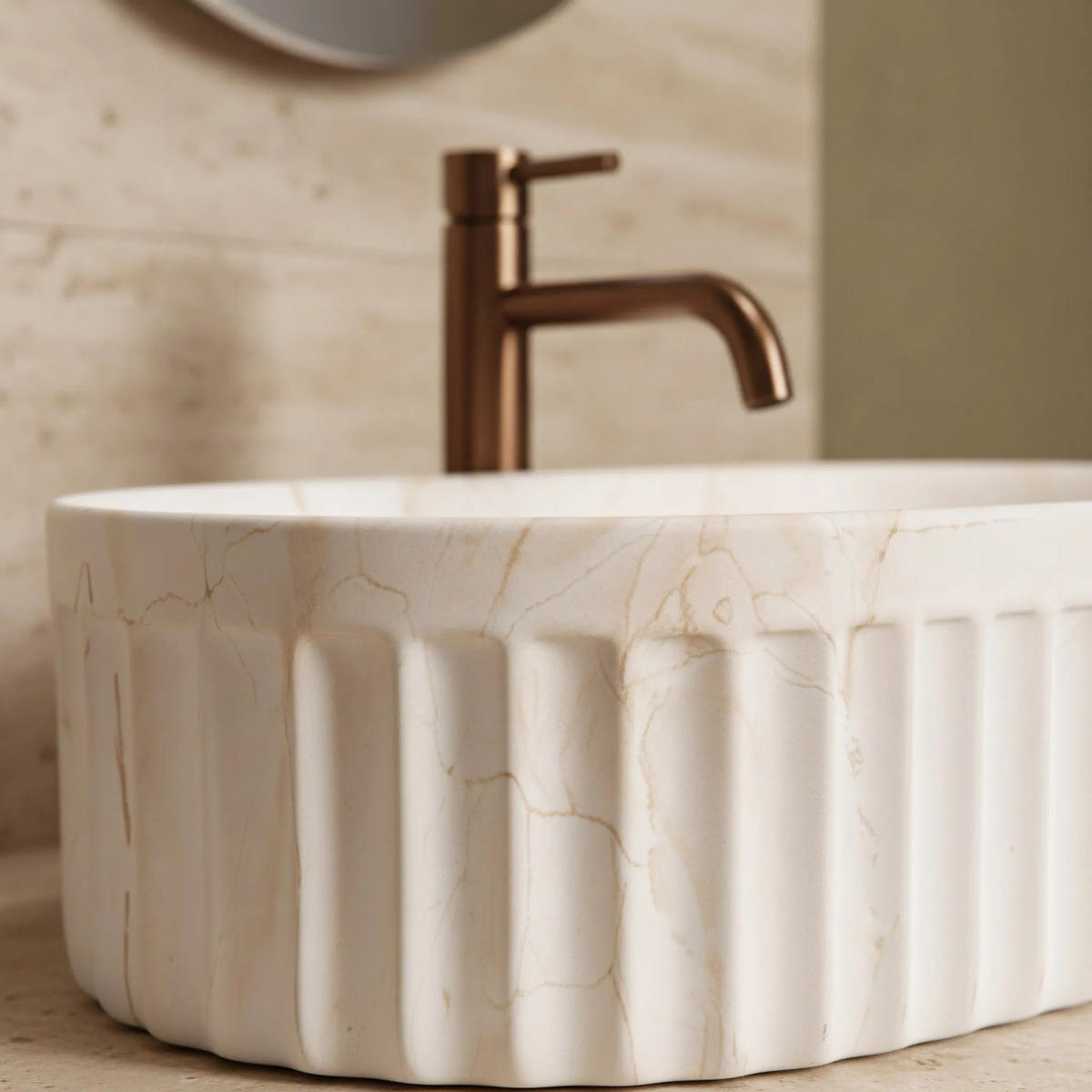 AUFSATZWASCHBECKEN Rea Georgia - Beige, Keramik (35/14.5/55.5cm) - REA