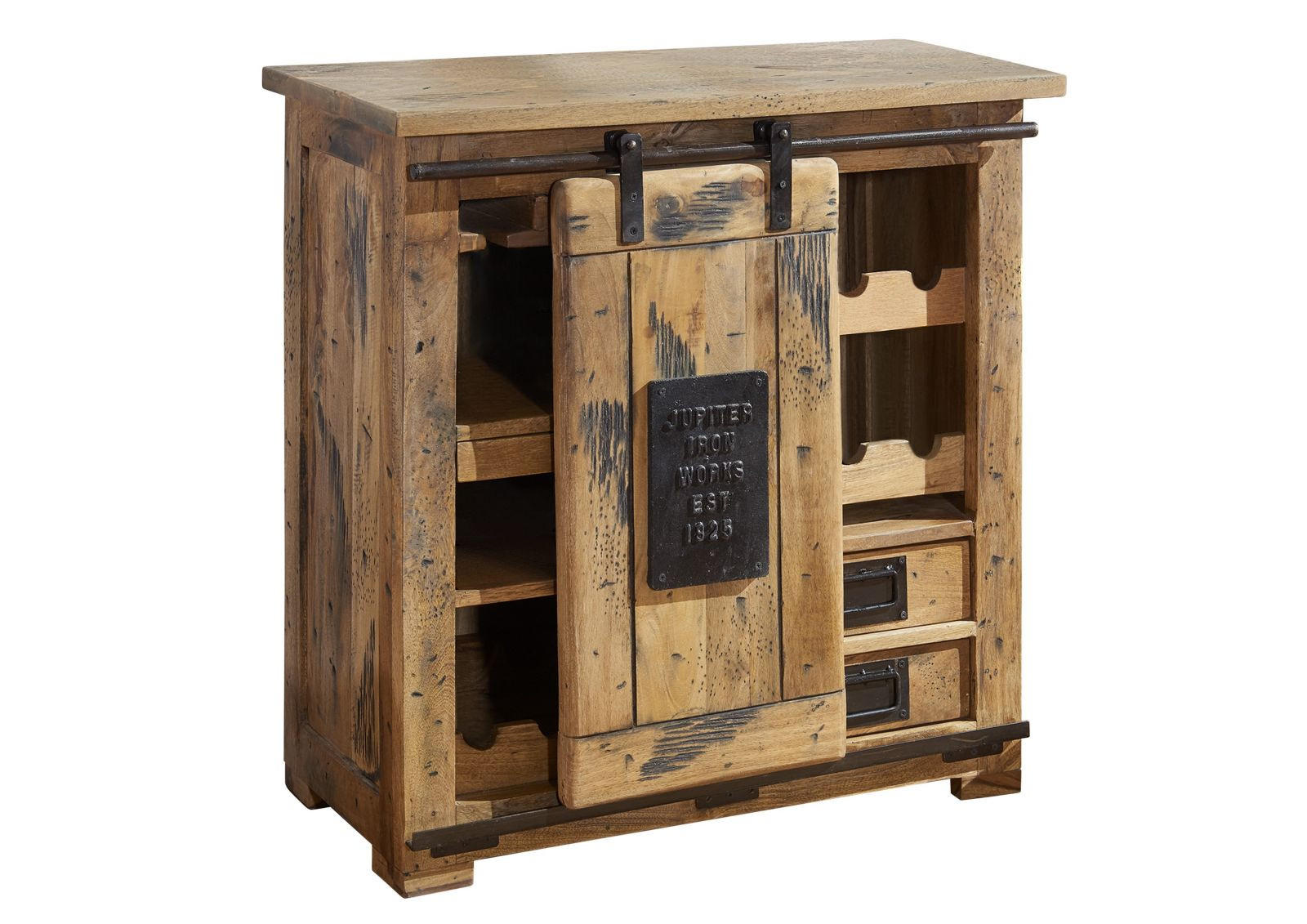 WEINKOMMODE Mango 80x40x82 natur lackiert RAILWAY #140 - Braun, Holz (80/82/40cm) - Massivmoebel24