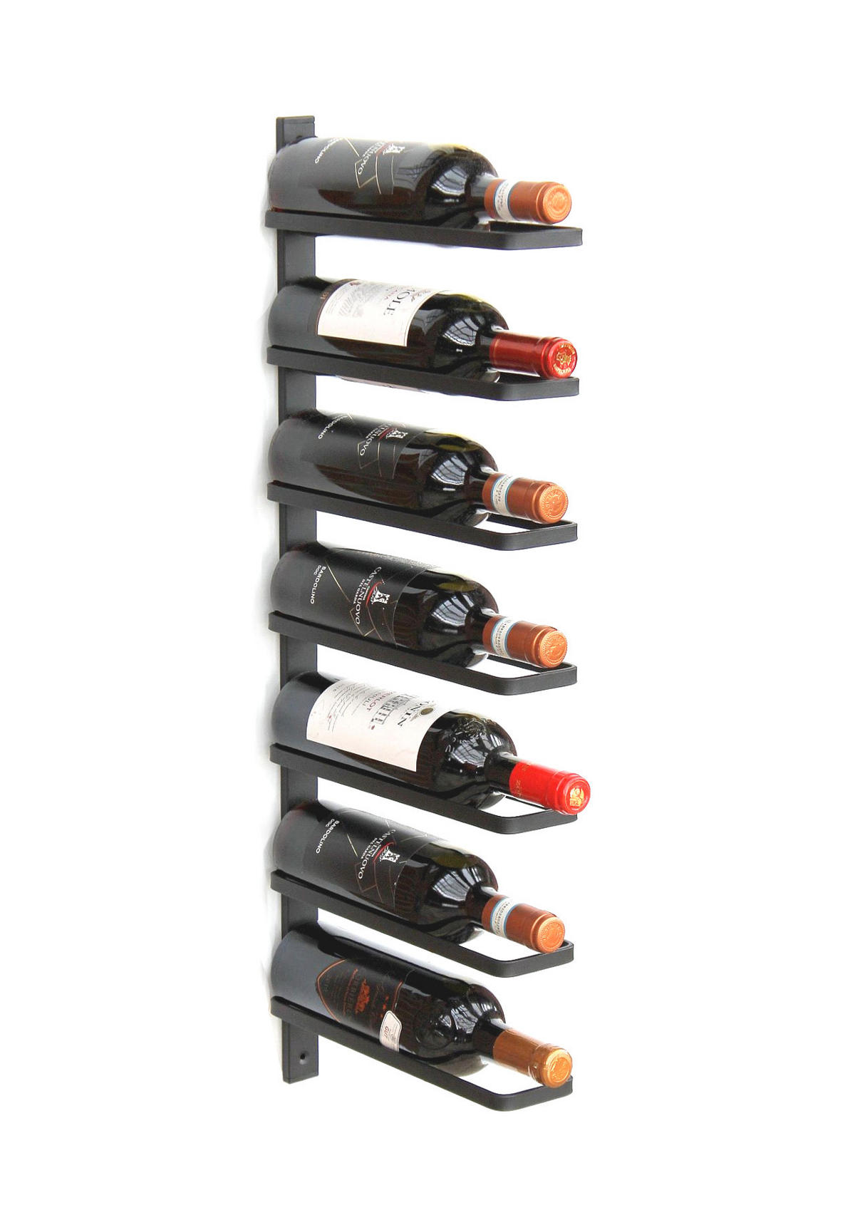 WEINREGAL hängend für 7 Flaschen Metall Schwarz 93885 - Schwarz, Metall (7.5/75/29.5cm) - DanDiBo
