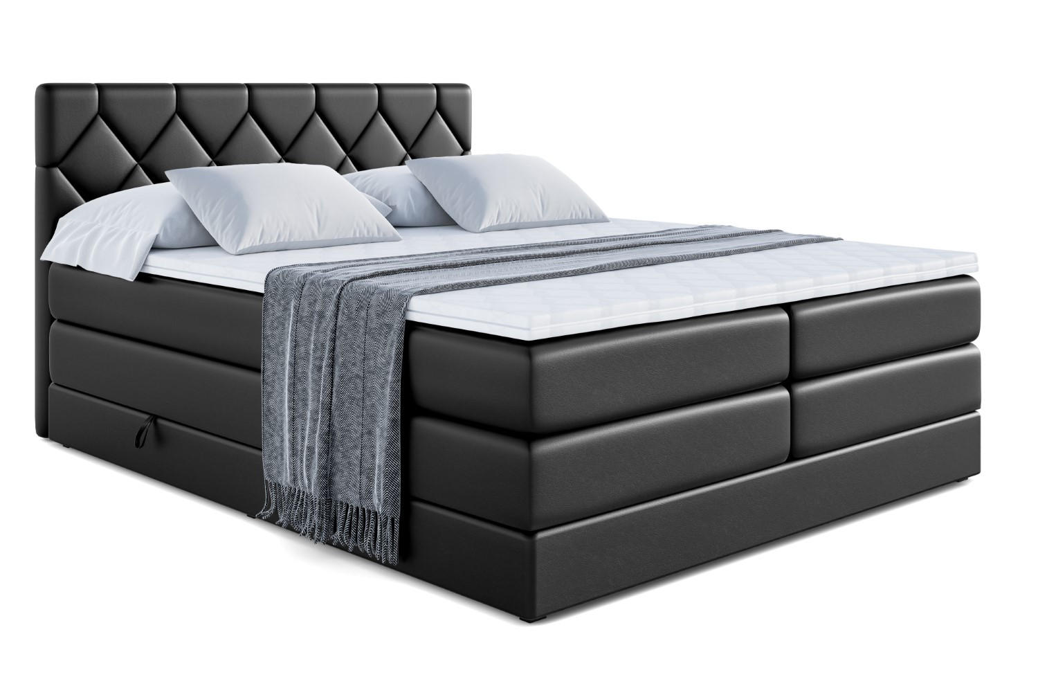 BOXSPRINGBETT CATOR KING - 140x200 - H3/H4 - Schwarz Hochglanz - Schwarz Hochglanz, Holzwerkstoff (140/200cm) - ALTDECOR