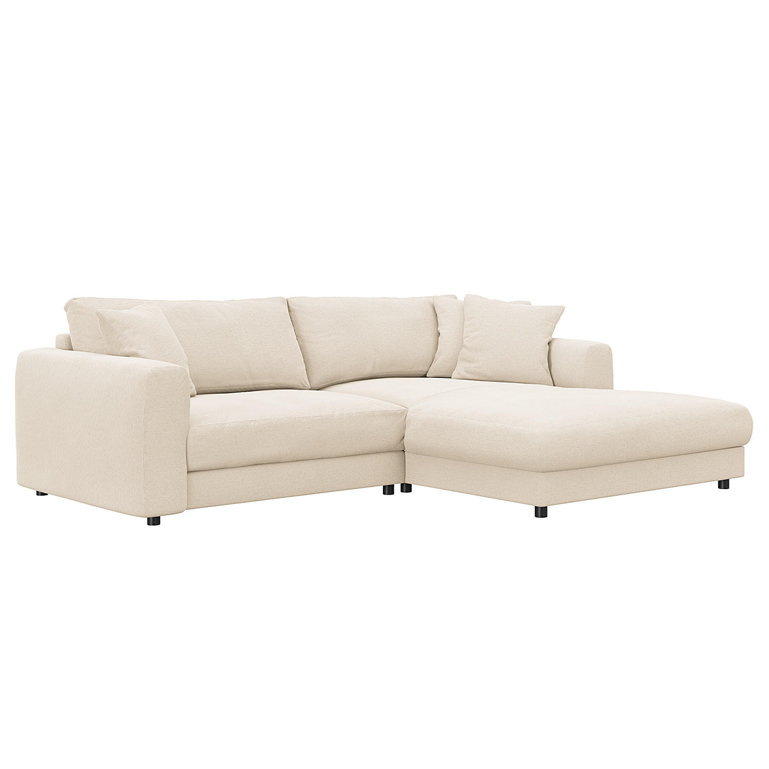 ECKSOFA mit Longchair - Beige/Schwarz, Holz/Kunststoff (238/183cm) - home24