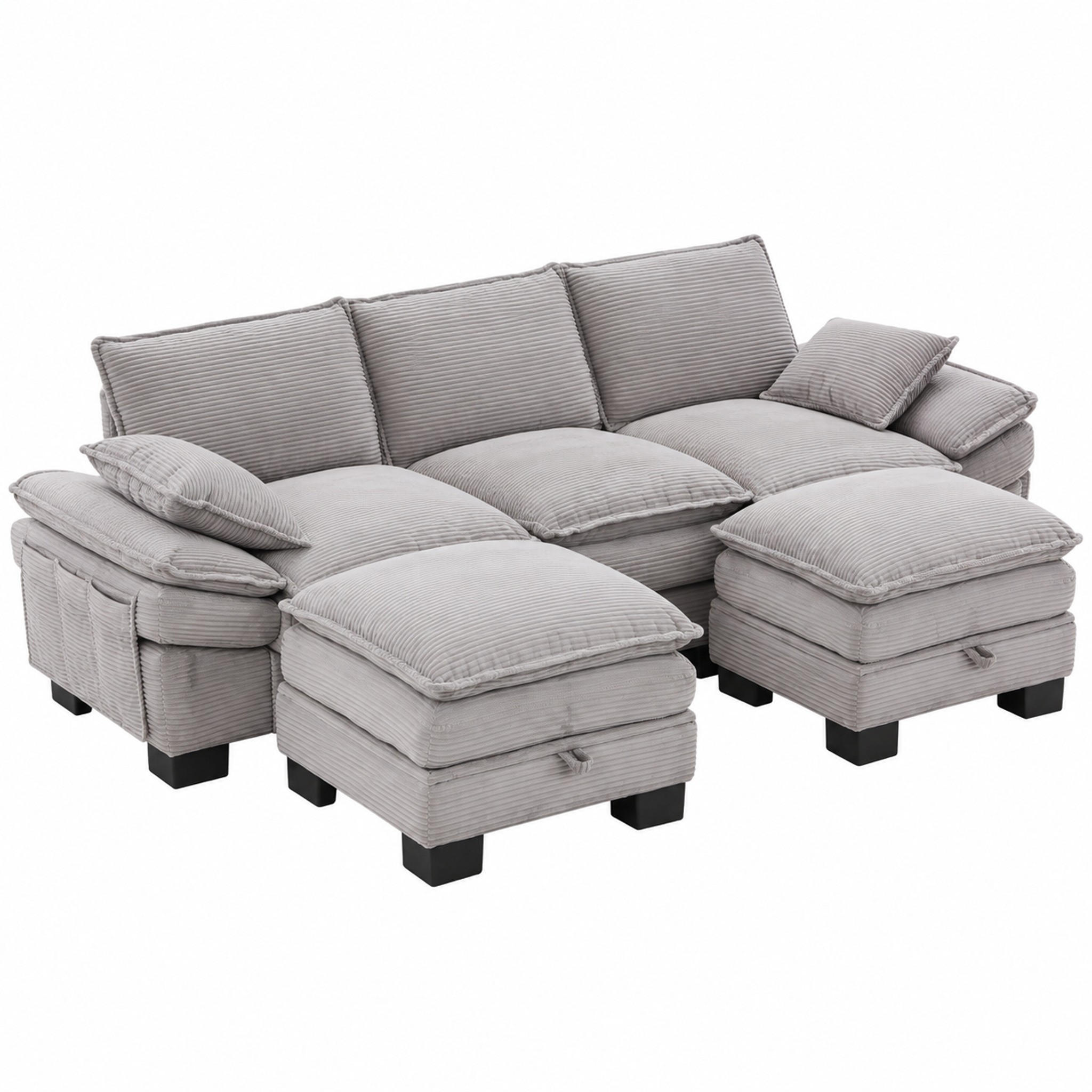 Meubliv Sofa Hellgrau 132x84x260 cm