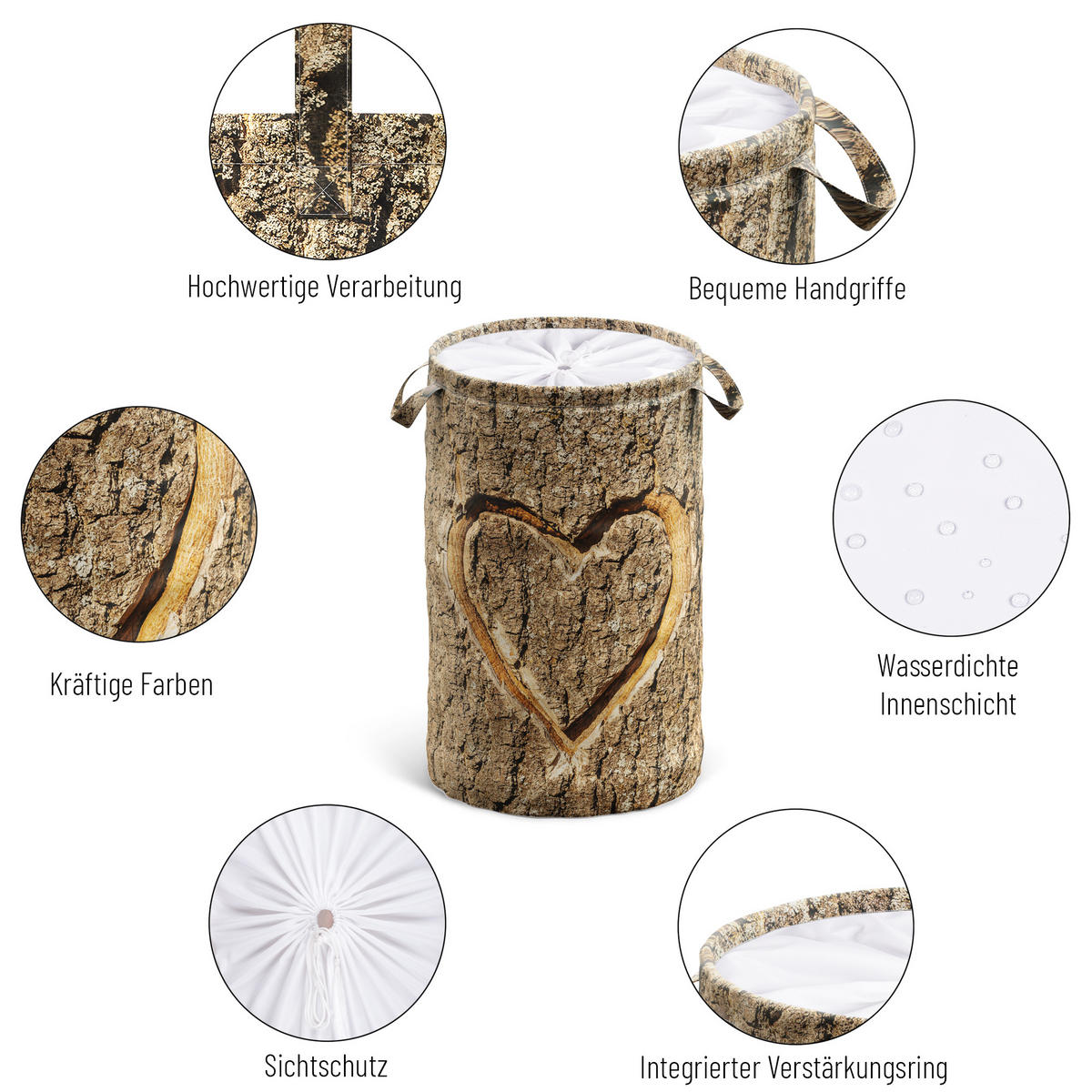 WÄSCHEKORB True Love - Braun, Textil (37/55/55cm) - Sanilo