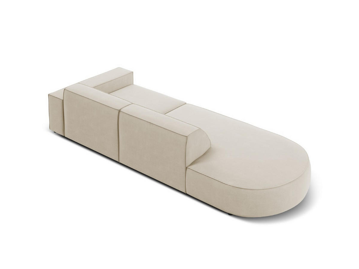 LINKES-SOFA Jodie aus Samt dunkelbeige 3 Sitzplätze - Mokka, Textil (262/70/102cm) - Micadoni