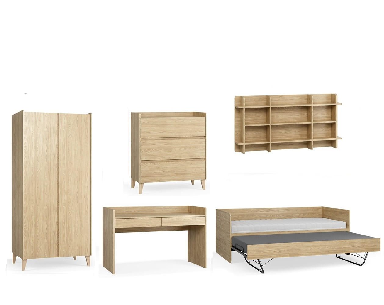 QMM TraumMöbel Jugendzimmer Eiche 137x87x60 cm
