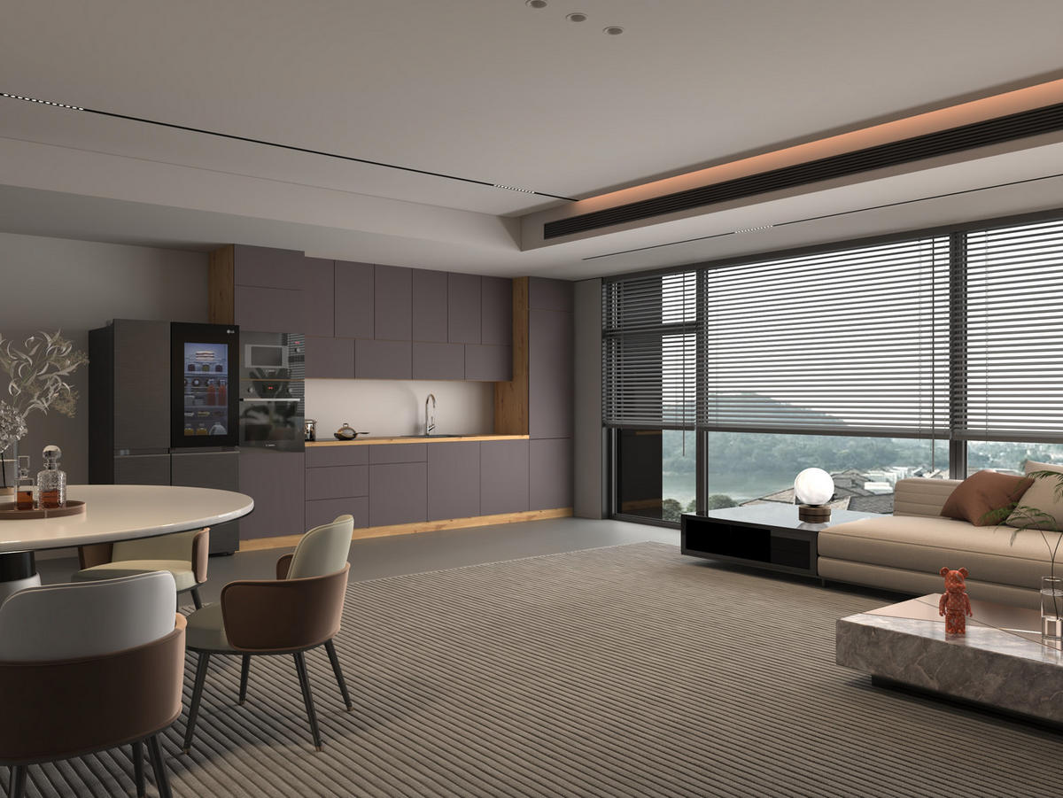 KÜCHENZEILE 360 - Langen KL3-M360 in Grau/Matt - Schwarz/Grau, Holz (360/248/58cm)