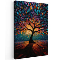 LEINWANDBILD Mosaik - Bunt - Baum - Äste Deko XXL 80x120 cm - Multicolor, Textil (80/120cm) - MuchoWow