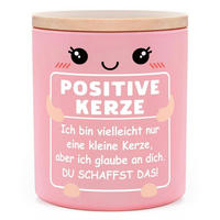 DUFTKERZE mit Spruch "Du schaffst das" rosa Glas 50-60h Brenndauer - Rosa, Paraffin (9.5cm)