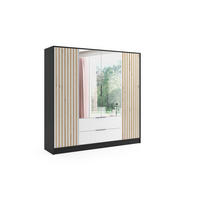 KLEIDERSCHRANK NERA - 200 cm - Schwarz|Weiß|Eiche Artisan - Schwarz/Weiß, Holzwerkstoff (200/200/51cm) - ALTDECOR