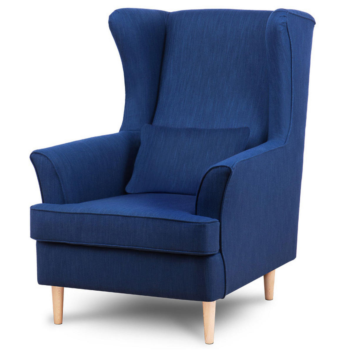 OHRENSESSEL STRALIS mit Sitzhocker, blau - Blau, Textil (82/108/80cm) - KONSIMO®