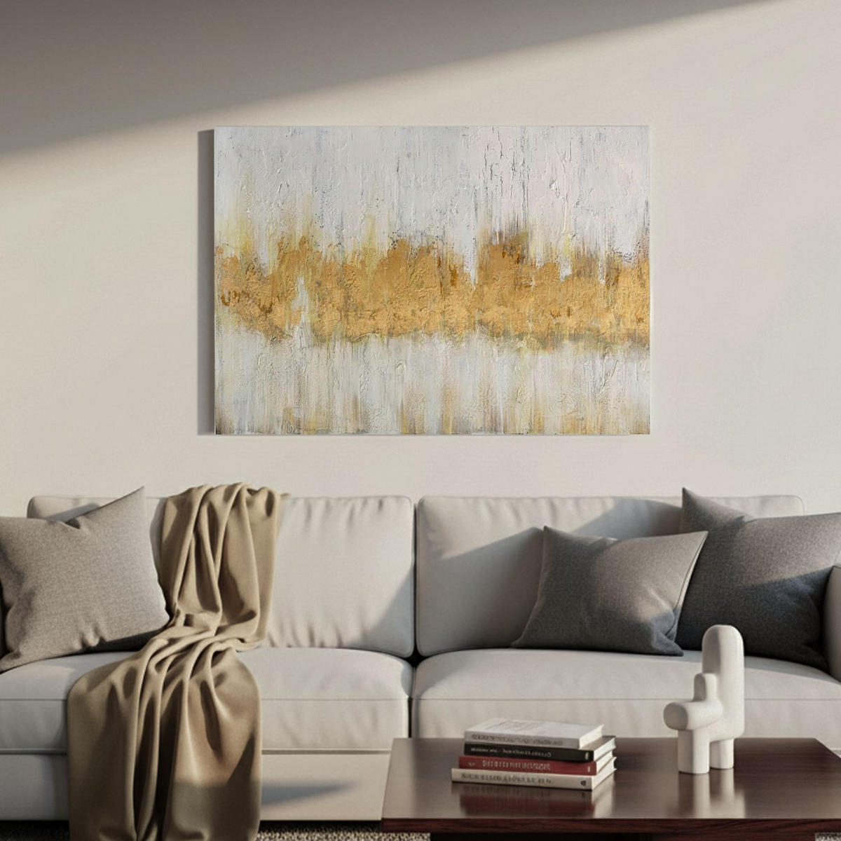 ACRYLBILD HANDGEMALT 90/60 cm - Weiß, Holz/Textil (90/60cm) - KUNSTLOFT