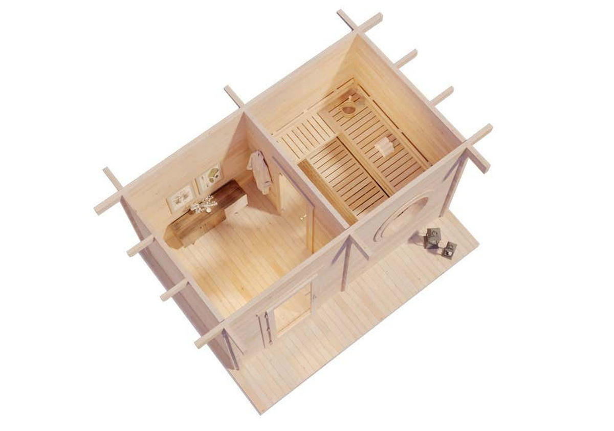 GARTENSAUNA Holz Cubus Optima - Naturfarben, Holz (479/257/312cm) - FinnTherm